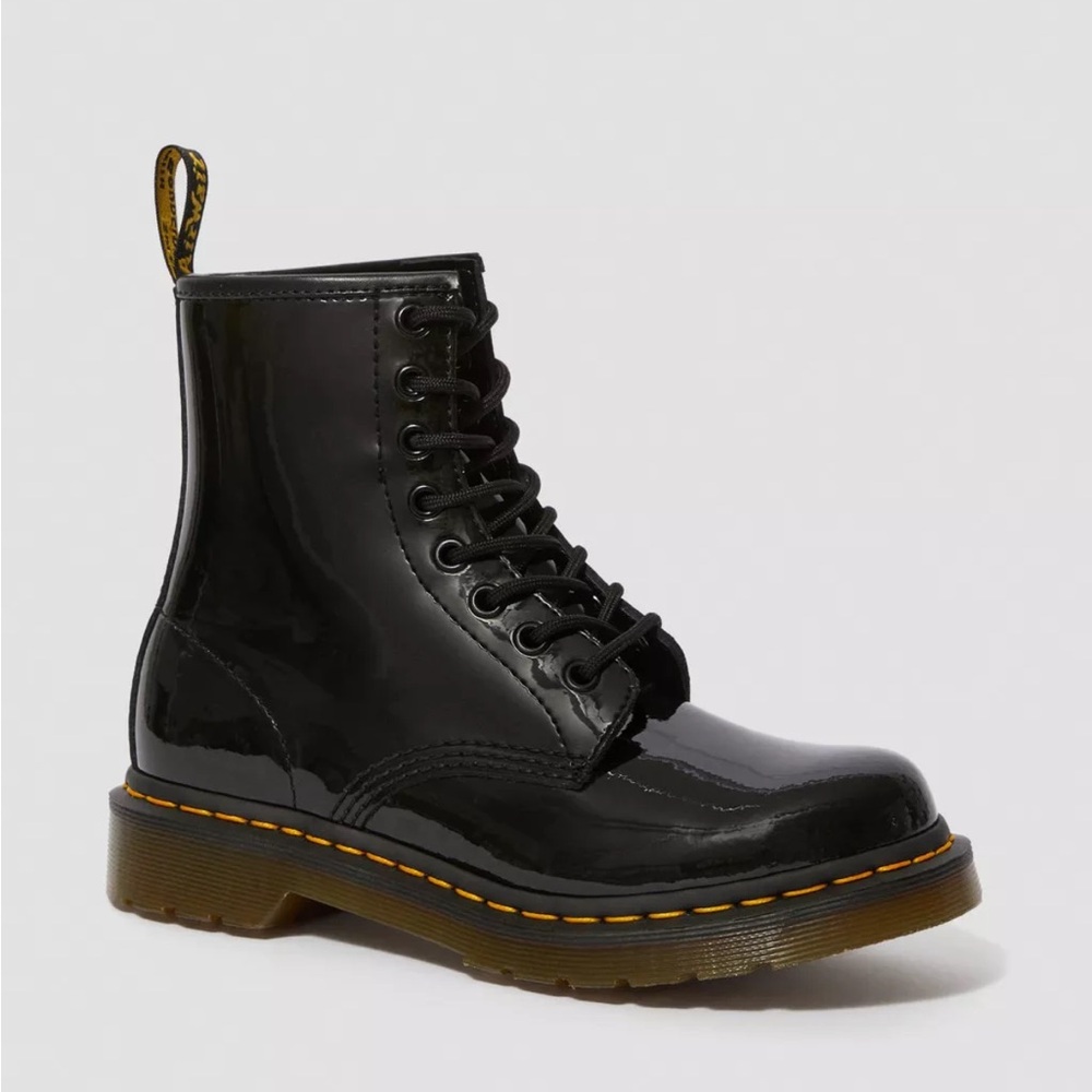 Dr. Martens 1460 Black Patent Leather Lace Up Grunge 90s Style Boot Size 36 NWOB